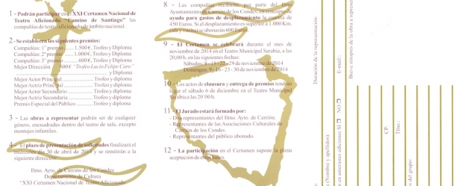 Bases del certamen de teatro aficionado 2014 en Carrión de los Condes