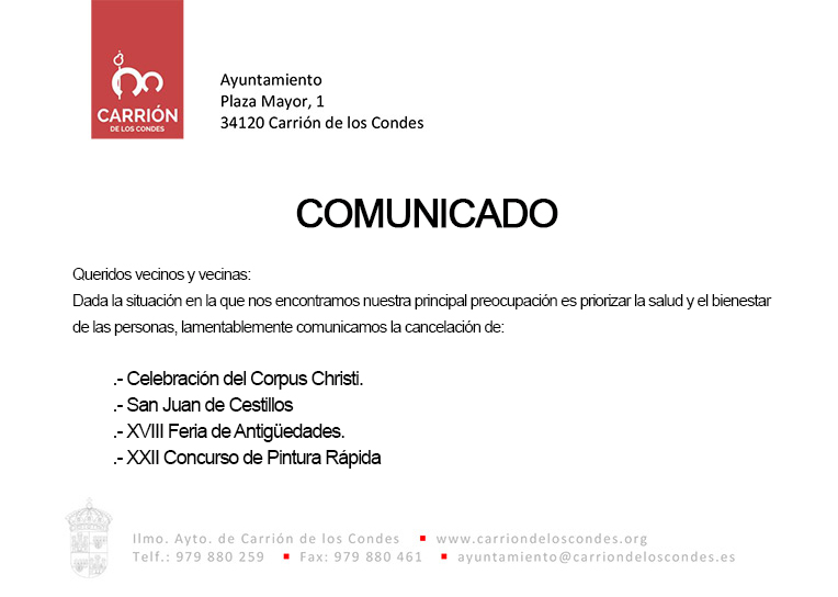 Cancelación de eventos en Carrión de los Condes