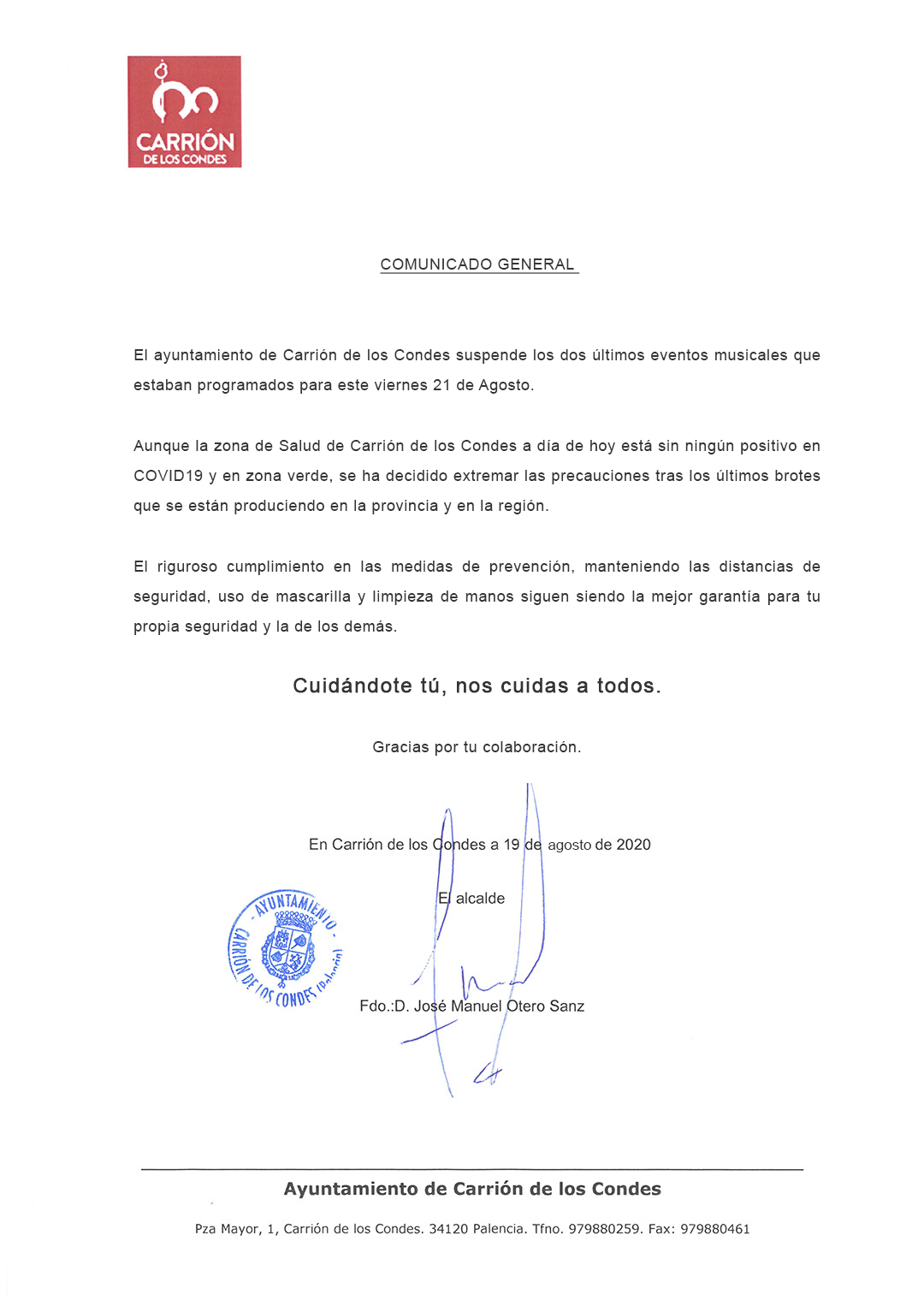Se suspenden los dos últimos eventos musicales para este viernes 21 de agosto