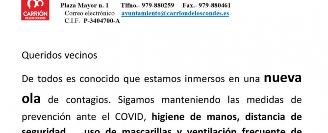 Aumento de casos COVID en nuestra área de salud
