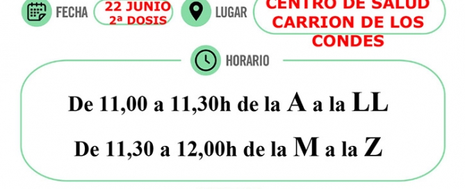 2ª dosis a nacidos en 1964 / 1965