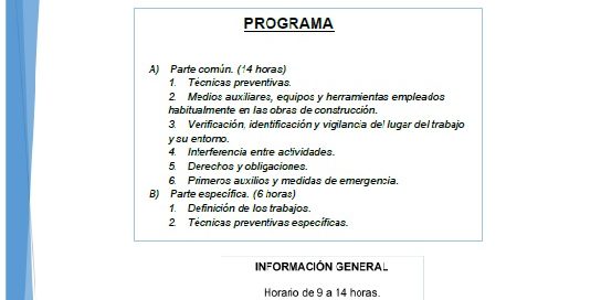 Curso del sector de la construcción