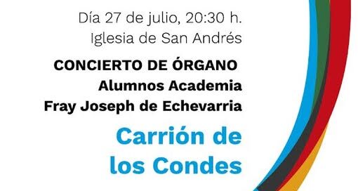 DISFRUTA CARRIÓN JULIO 2025 Este verano pásalo en grande Pásalo en Carrión Martes, 22 de julio 20:30 h Verano cultural 2025 Diputación de Palencia Allegrissimo. ÓRGANO. Wolfgang Zerer. Iglesia de San Andrés.