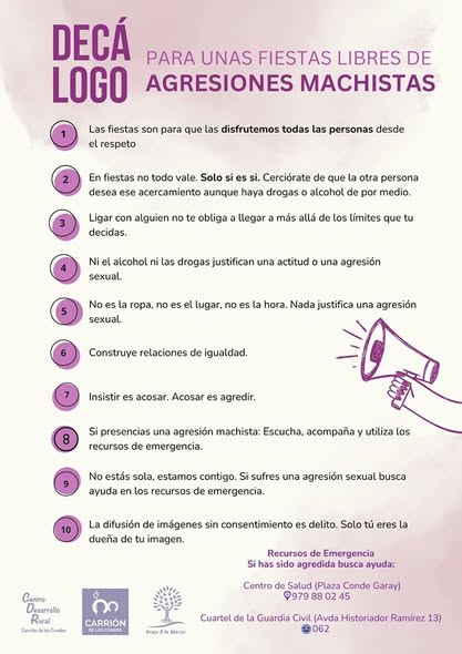 PARA UNAS FIESTAS LIBRES DE AGRESIONES MACHISTAS