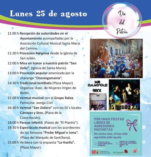 Programación sábado. 25 de agosto