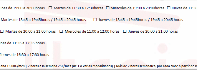 clases colectivas en el Gimnasio Municipal