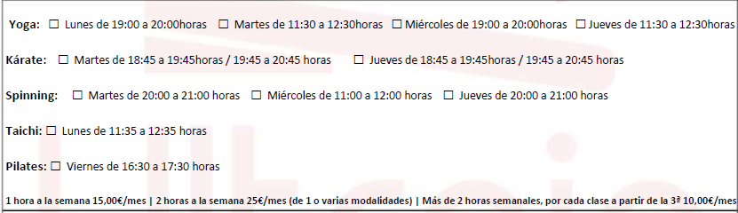 clases colectivas en el Gimnasio Municipal