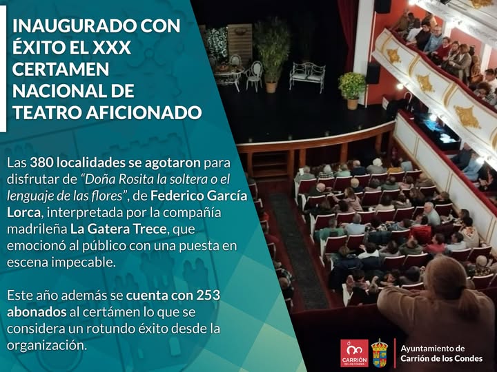 CARRIÓN INAUGURA CON ÉXITO EL XXX CERTAMEN NACIONAL DE TEATRO AFICIONADO