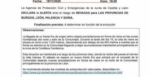 ¡¡¡ALERTA POR NEVADAS!!!