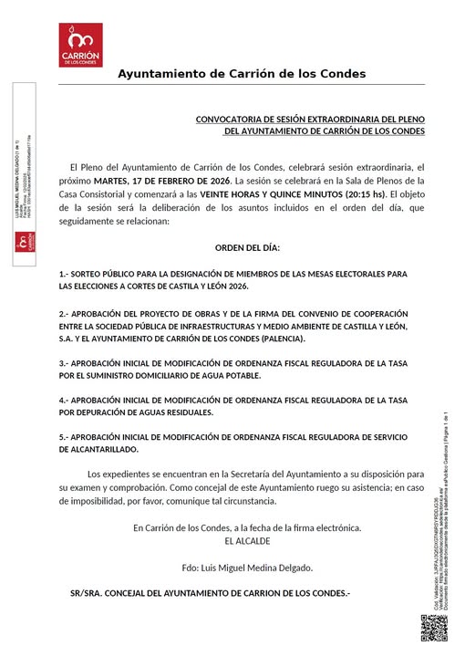 CONVOCATORIA DE PLENO ORDINARIO