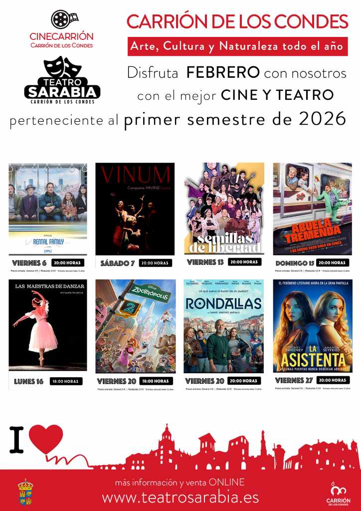 Cine y Teatro en febrero en Carrión de los Condes