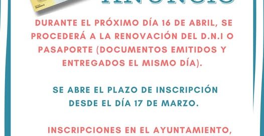 Renovación DNI o Pasaporte
