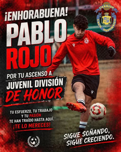 Hoy queremos felicitar a Pablo Rojo por su merecido ascenso a Juvenil División de Honor