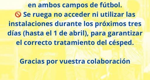 ATENCIÓN: Aviso sobre el uso de los campos de fútbol