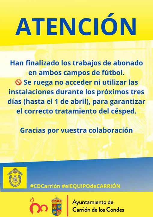 ATENCIÓN: Aviso sobre el uso de los campos de fútbol